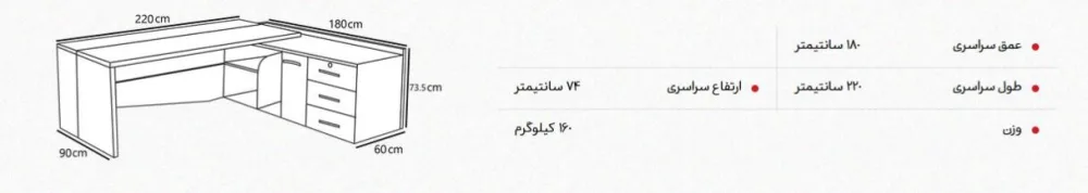 میز مدیریتی نیلپر مدل NODM112S - تصویر ۵