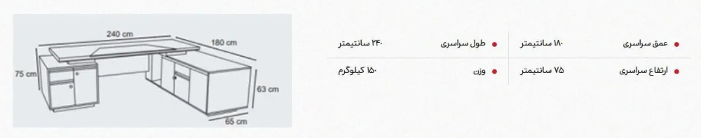 میز مدیریتی نیلپر مدل NODM114S - تصویر ۷